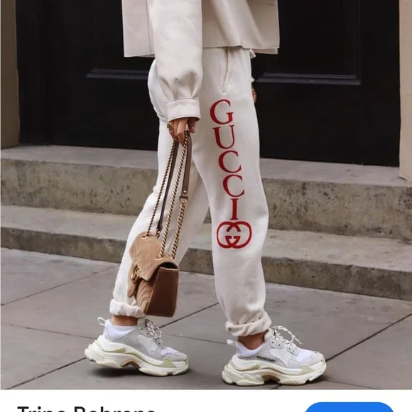 Gucci Beige Joggers with Red Branding - Picture 8 of 8